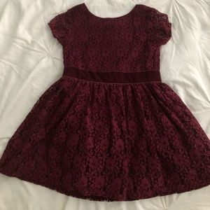 Toddler Burgundy Lace Dress